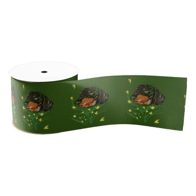 Dachshund Dog, Pets  Pattern, Spring Art Grosgrain Ribbon (Spool)
