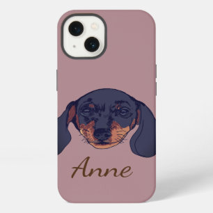 Dachshund dog Portrait Custom Name iPhone 13 Case