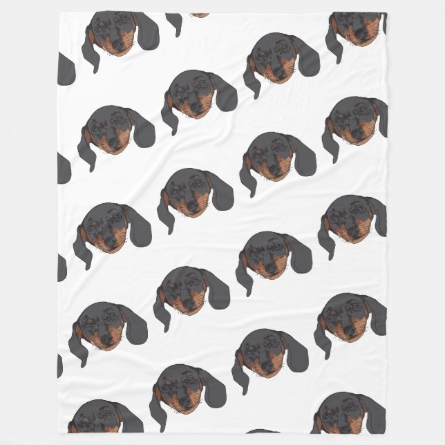 Dachshund dog Portrait Fleece Blanket (Front)
