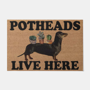 Dachshund Dog Potheads Live Here Mat, Plant Doormat