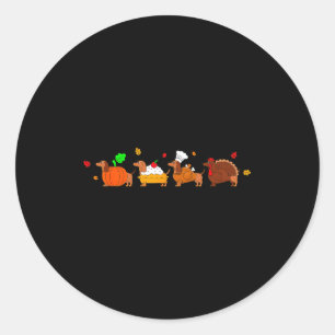 Dachshund Dog Pumpkin E Turkey Thanksgiving  Classic Round Sticker