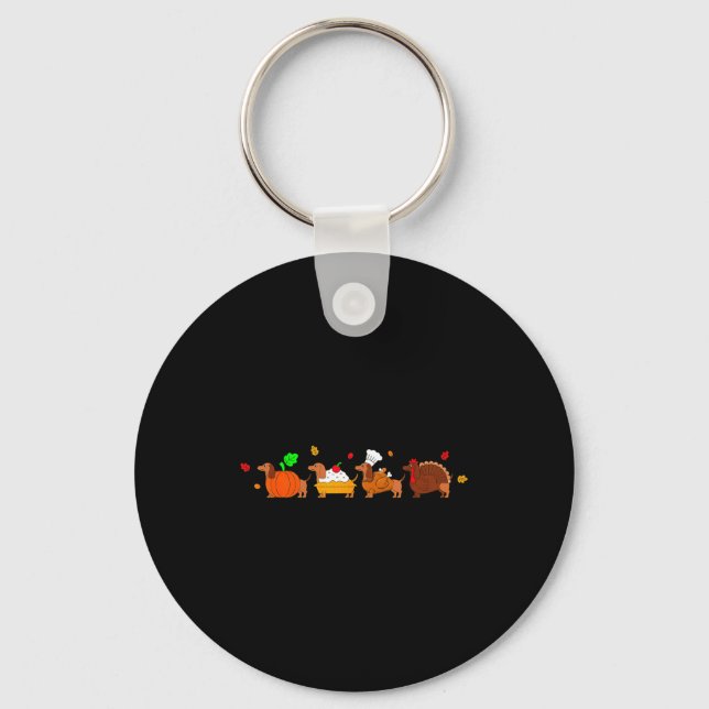 Dachshund Dog Pumpkin E Turkey Thanksgiving  Keychain (Front)