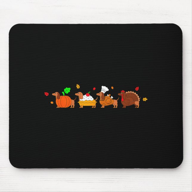 Dachshund Dog Pumpkin E Turkey Thanksgiving  Mouse Pad (Front)