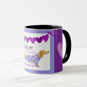 Dachshund Dog Purple Heart Funny Custom Text Cute  Mug