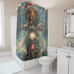 Dachshund Dog Riding Motorcycle Christmas
