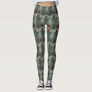 Dachshund Dog Riding Motorcycle Christmas Leggings