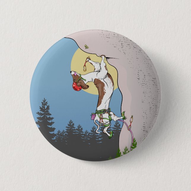 Dachshund dog rock climbing 2 inch round button (Front)