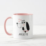 Dachshund Dog Romantic Pink Hearts Personalized Mug<br><div class="desc">Dachshund Dog Romantic Pink Hearts Personalized Name Mug features a cute Dachshund cartoon with pink love hearts and your personalized name below. Perfect for gifts birthday,  Christmas,  Valentine's Day,  Mothers Day and more for family,  sweetheart,  wife,  girlfriend and more. Created by Evco Studio www.zazzle.com/store/evcostudio</div>