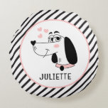 Dachshund Dog Romantic Pink Hearts Personalized Round Pillow<br><div class="desc">Dachshund Dog Romantic Pink Hearts Personalized Name Throw Pillows Cushions features a cute Dachshund cartoon with pink love hearts and your personalized name below. Perfect for gifts birthday,  Christmas,  Valentine's Day,  Mothers Day and more for family,  sweetheart,  wife,  girlfriend and more. Created by Evco Studio www.zazzle.com/store/evcostudio</div>