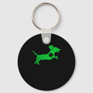 Dachshund Dog Shamrock Heart St Pattys Day Puppy Keychain
