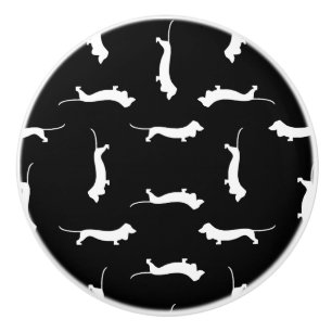 Dachshund Dog Shapes Print Pattern Wiener Dog Art Ceramic Knob