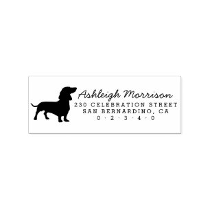 Dachshund Dog Silhouette Custom Return Address Rubber Stamp