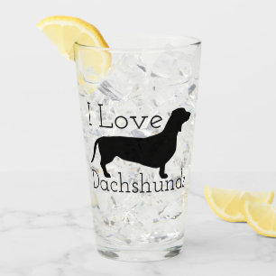Dachshund Dog Silhouette I Love Dachshunds Glass