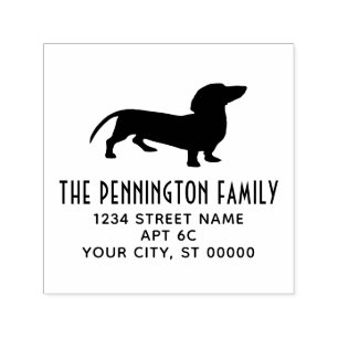 Dachshund Dog Silhouette Name Return Address #3 Self-inking Stamp