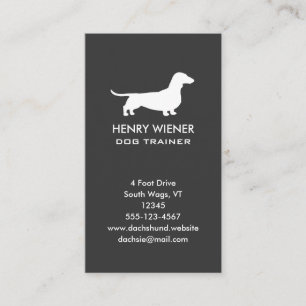 Dachshund Dog Silhouette   Pet Wiener Dog Vertical Business Card