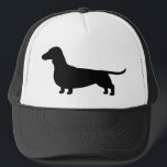 Dachshund Dog Silhouette Wiener Dog Weenie Trucker Hat<br><div class="desc">A cool Wiener Dog lover's trucker hat. Black Dachshund silhouette. Unisex size fits most teens and adults.</div>