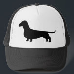 Dachshund Dog Silhouette Wiener Dog Weenie Trucker Hat<br><div class="desc">A cool Wiener Dog lover's trucker hat. Black Dachshund silhouette. Unisex size fits most teens and adults.</div>