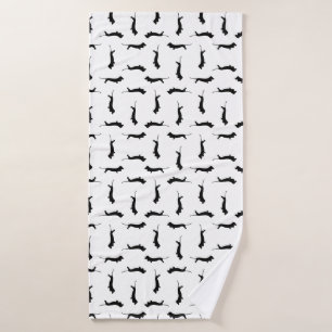 Dachshund Dog Silhouettes CUSTOM BACKGROUND COLOR Bath Towel