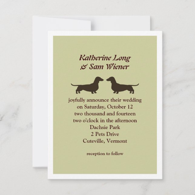 Dachshund Dog Silhouettes Cute Wedding Invitation (Front)