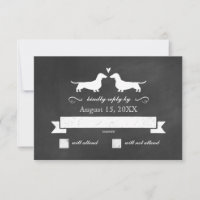 Dachshund Dog Silhouettes Wedding RSVP Reply