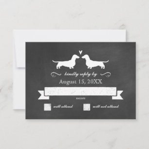 Dachshund Dog Silhouettes Wedding RSVP Reply Card