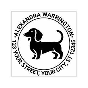 Dachshund Dog Standing Sil Name Return Address Self-inking Stamp