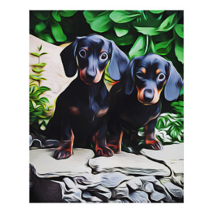 Dachshund Dog Summer Garden Birthday Poster