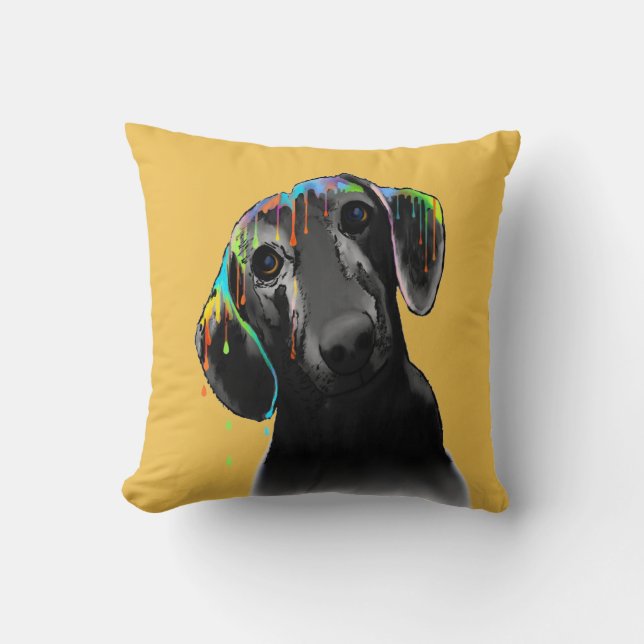 Dachshund Dog Throw Pillow (Front)