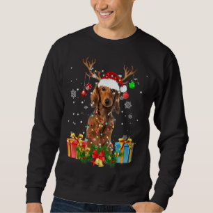 Dachshund Dog Tree Christmas Lights Dog Ugly Xmas Sweatshirt