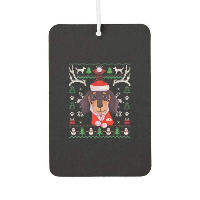 Dachshund Dog Ugly Christmas Classic T-Shirt Air Freshener (Front)