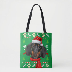 Dachshund Dog Ugly Christmas Tote Bag