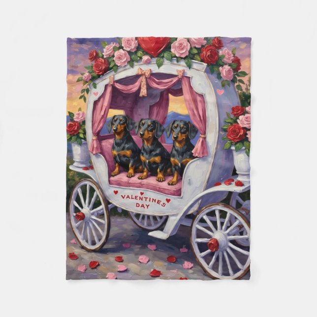 Dachshund Dog Valentine's Day Fleece Blanket (Front)