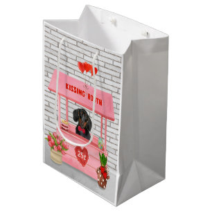 Dachshund Dog Valentine's Day Kissing Booth Medium Gift Bag