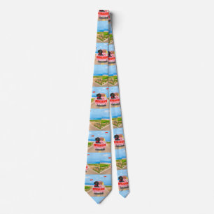 Dachshund Dog Valentine's Day Truck Hearts Tie