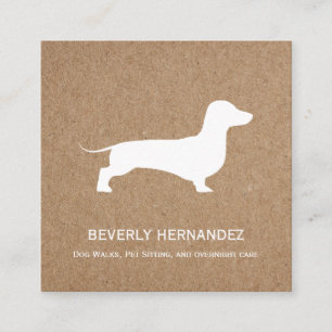 Dachshund dog Walker Trainer Puppy sitting KRAFT Square Business Card