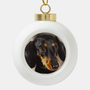 Dachshund Dog Water Colour Oil Paint Art Ceramic Ball Christmas Ornament