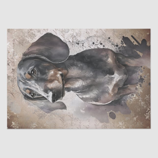 Dachshund Dog Watercolor Tissue Paper (Front)