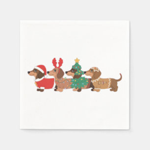 Dachshund Dog Wearing Christmas Dog Lovers Napkin