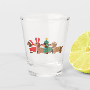 Dachshund Dog Wearing Christmas Dog Lovers  Shot Glass
