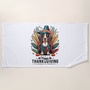 Dachshund Dog Weiner Turkey Costume Thanksgiving W Beach Towel