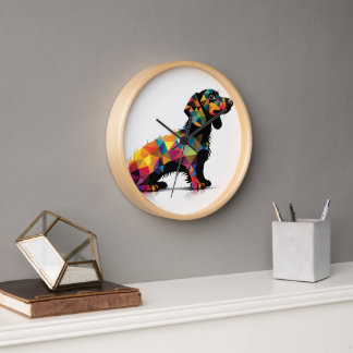 Dachshund Dog white Neon Wall Clock