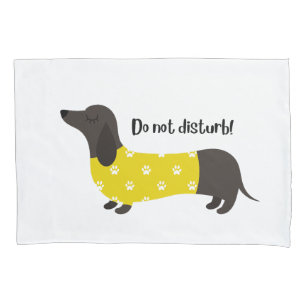 Dachshund Dog - white pillowcase