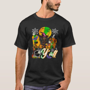 Dachshund Dog Witch Boo Moon Pumpkin Halloween Spo T-Shirt