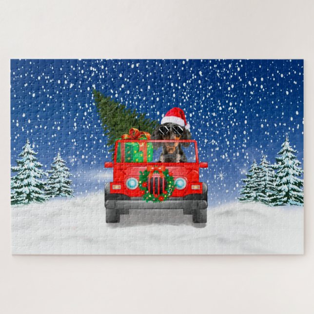 Dachshund dog with Christmas gifts Jigsaw Puzzle (Horizontal)