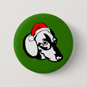 Dachshund Dog with Christmas Santa Hat 2 Inch Round Button