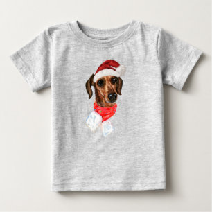 Dachshund Dog With Christmas Santa Hat T-Shirt
