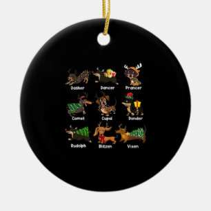 Dachshund Dogs Christmas Pajamas Dog Classic T-Shi Ceramic Ornament
