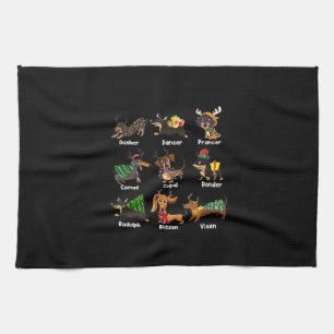 Dachshund Dogs Christmas Pajamas Dog Classic T-Shi Kitchen Towel