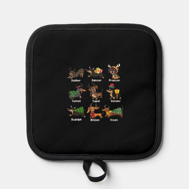 Dachshund Dogs Christmas Pajamas Dog Classic T-Shi Pot Holder (Front)