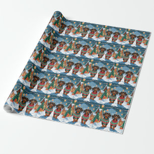 Dachshund Dogs Christmas Snow Holiday Wrapping Paper
